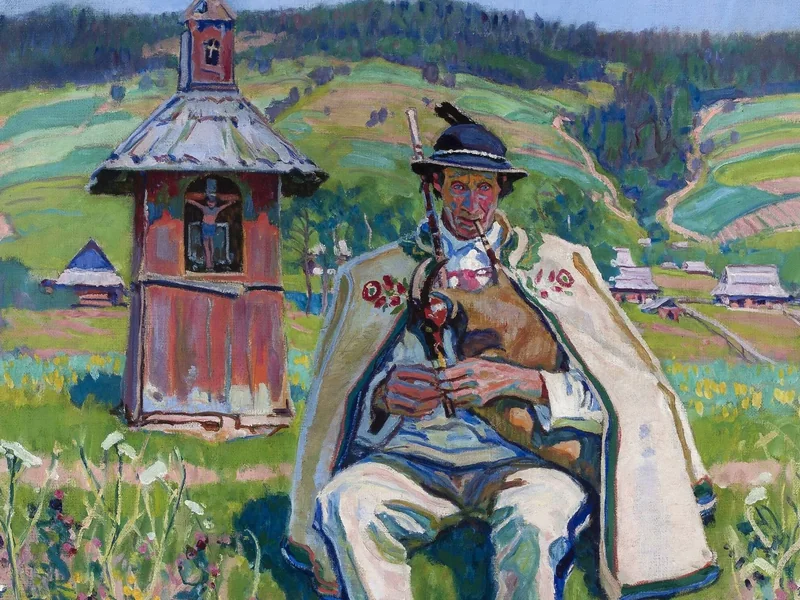 1874-Gustaw Pillati - Highlander con una bandura sullo sfondo del paesaggio